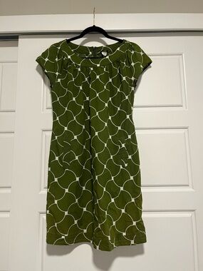 Olive Green Printed Short Sleeve Women's Dress